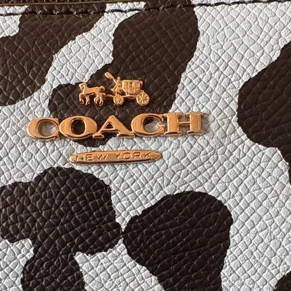 Coach Ocelot Black & Blue Animal Print Wristlet Leopard Double Zipper Rare! EUC - Picture 2 of 8